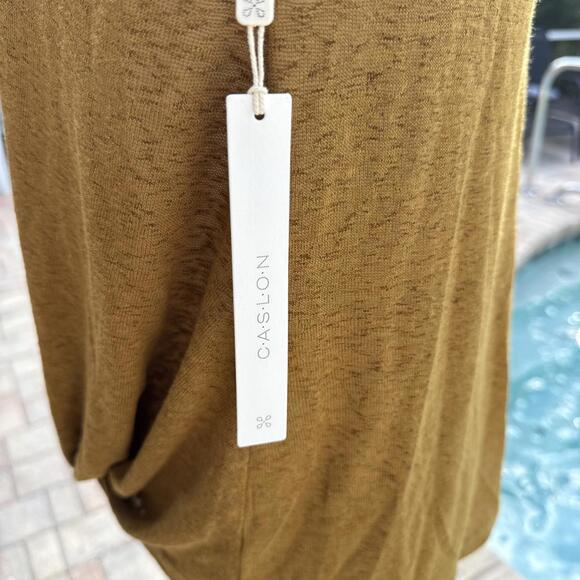 NWT Caslon M Bronze  Rust Brown Short Sleeve Tie Twist Waist Top T Shirt V Neck - Picture 3 of 7